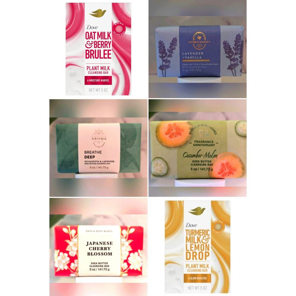Lot of 6 Dove and Bath & Body Works Cleansing Bars Soap 5 oz Each | NEW | SEALED